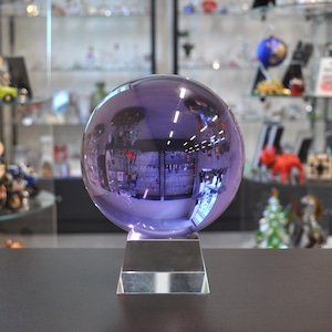 Boule de voyance en cristal transparent avec support pour la magie, la divination et la méditation de 15 cm de diamètre