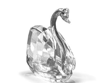 Medium Crystal Swan Figurine – 7" Elegant Swan with Thin Neck – Home Decor or Gift Display
