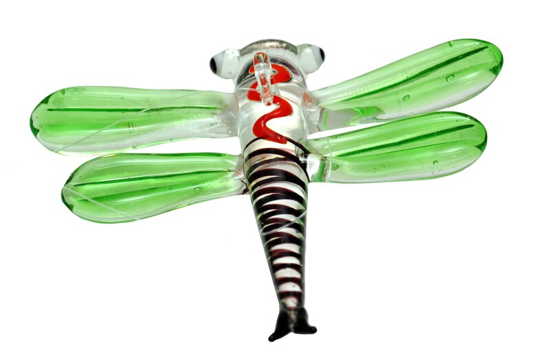 Dragonfly Multicolored Ornament Crystal Glass Blown Figurine Etsy