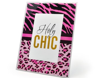 Pink Cheetah and Zebra Animal Print Frame (4" X 6")