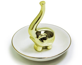 Elephant Ceramic Ring Dish, Gold Silver Jewelry Dish, Ring Holder, Earrings Jewelry Display, Jewelry Organizer Ring Box