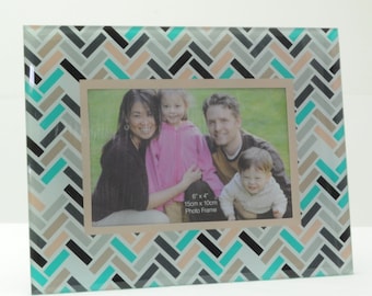Chevron Picture Frame, 4 x 6 Picture Frame, 70s Geometric Design Home Decor,