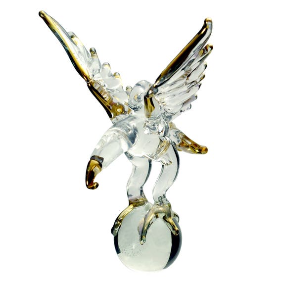 Hanging American Eagle Figurine of Blown Glass Crystal