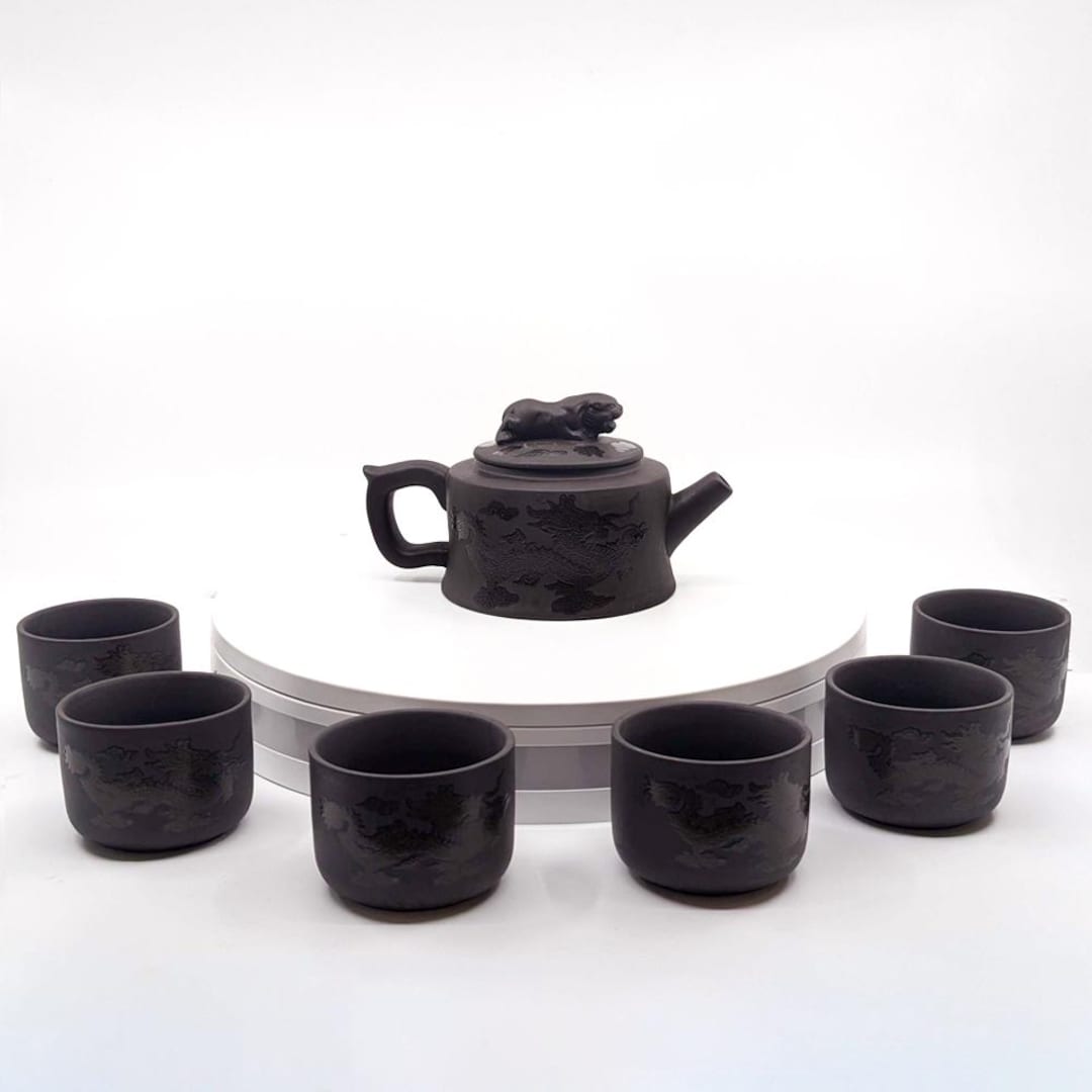 Dragon & Pheonix Color-changing Purple Clay Tea Set With 6 Cups - Built ...