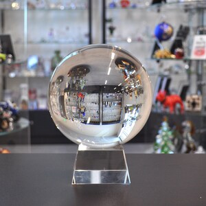 Boule de divination en cristal transparent avec support pour la magie, la divination et la méditation 4 pouces de diamètre