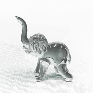 Small Lucky Elephant Charm for the Holidays - Handcrafted Small Glass Elephant Figurine - Unique Festive Home Decor Accent