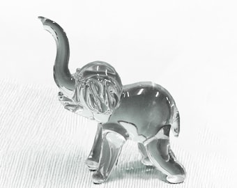 SMALL Glass Elephant Figurine – Lucky Holiday Decor