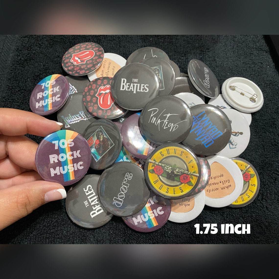 Classic Rock Button Pack of 6 | Etsy