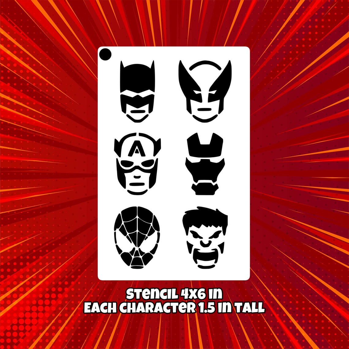 Superhero Face Painting Stencil Etsy