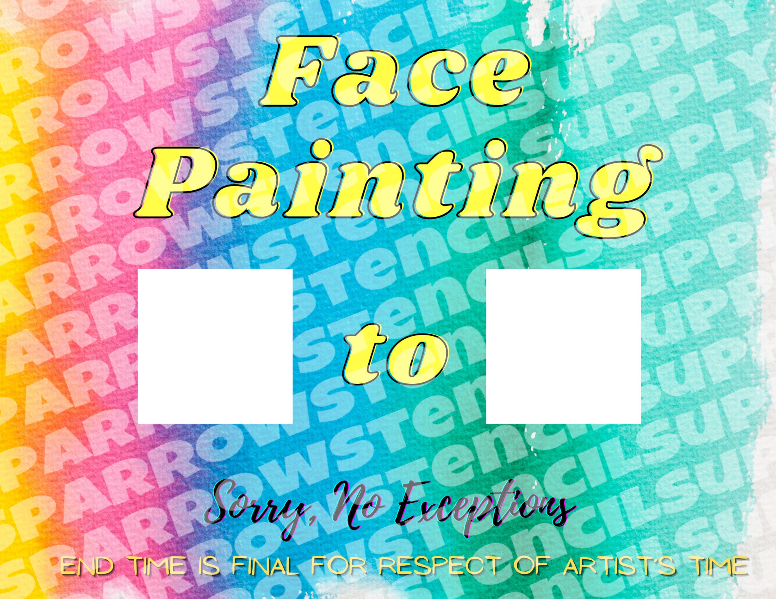 Face Painting Watercolor Rainbow Signs Set of 4 Digital Etsy