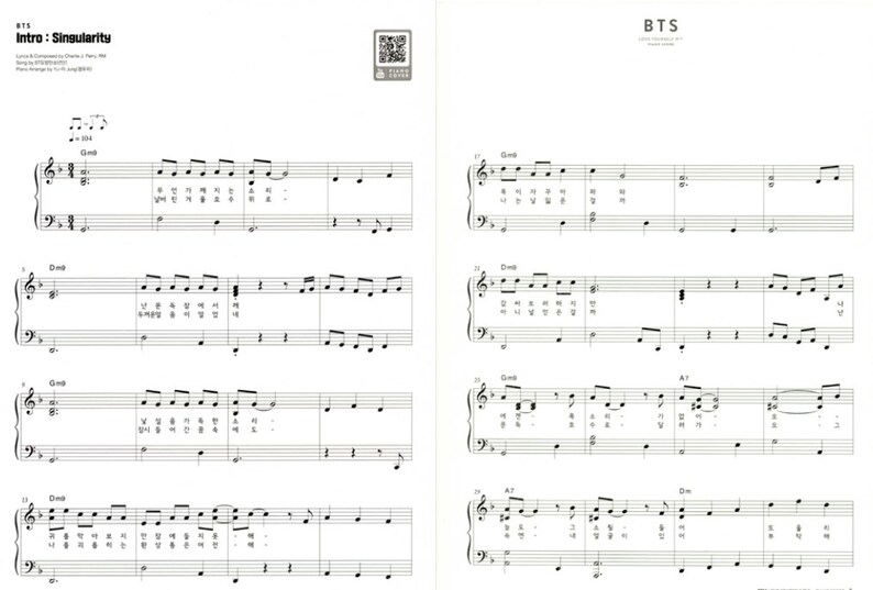 BTS Love Yourself Tear Piano&Lyrics Sheet Music Book Etsy