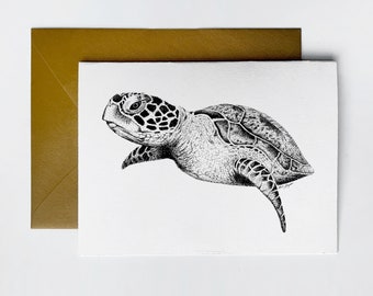 Sea Turtle Greeting Card - Blank Card | Eco-Friendly | 100% Recycled Paper with Envelope