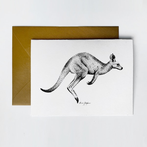 Kangaroo Greeting Card - Blank Card | Eco-Friendly | 100% Recycled Paper with Envelope