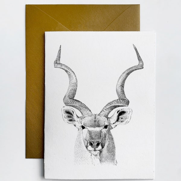 Kudu Greeting Card - Blank Card | Eco-Friendly | 100% Recycled Paper with Envelope