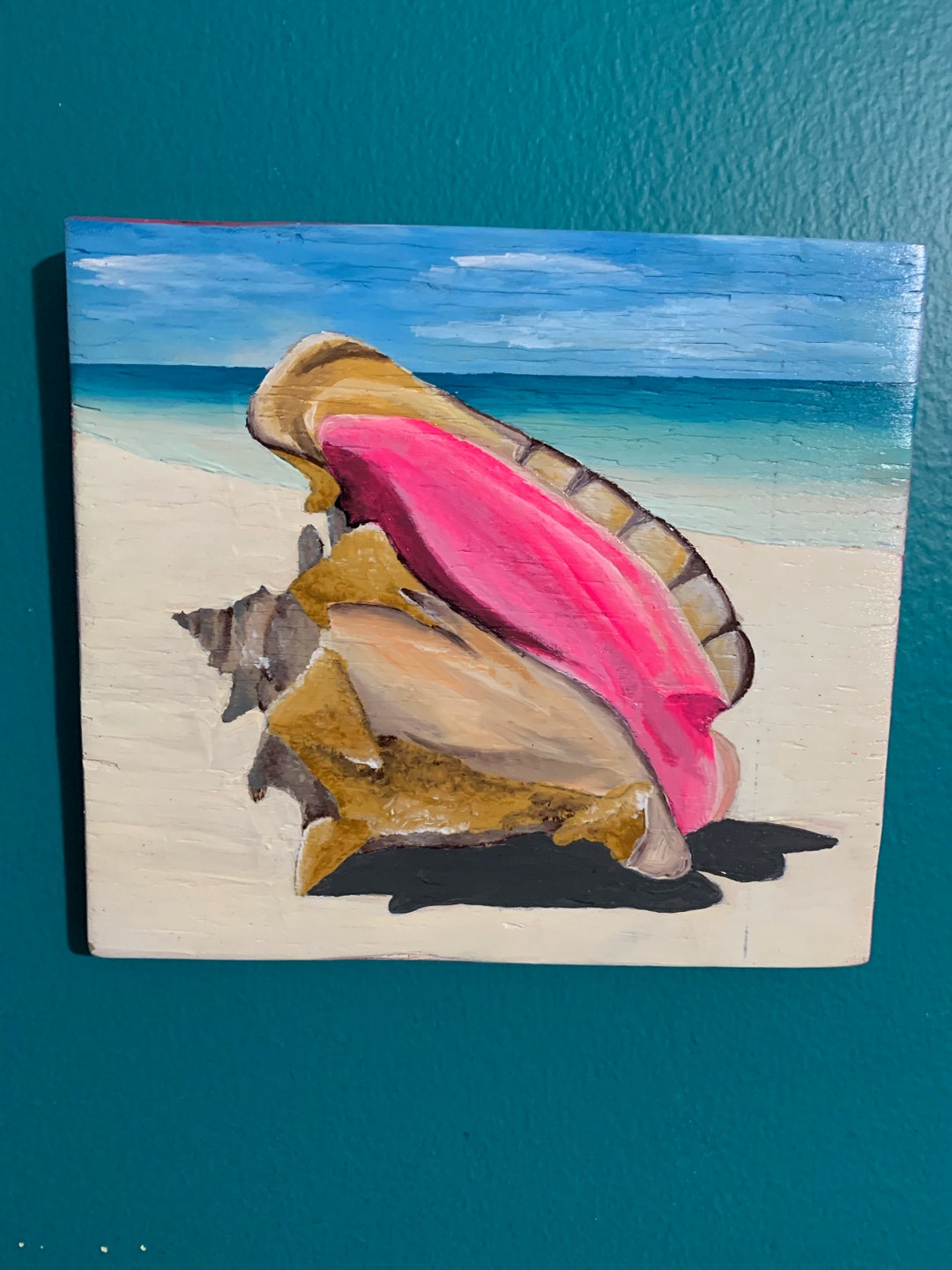Conch Shell Key West Conch Reclaimed Wood Pallet Wood Painting Etsy