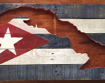 Custom Cuban country and flag pallet wood sign country shaped signs