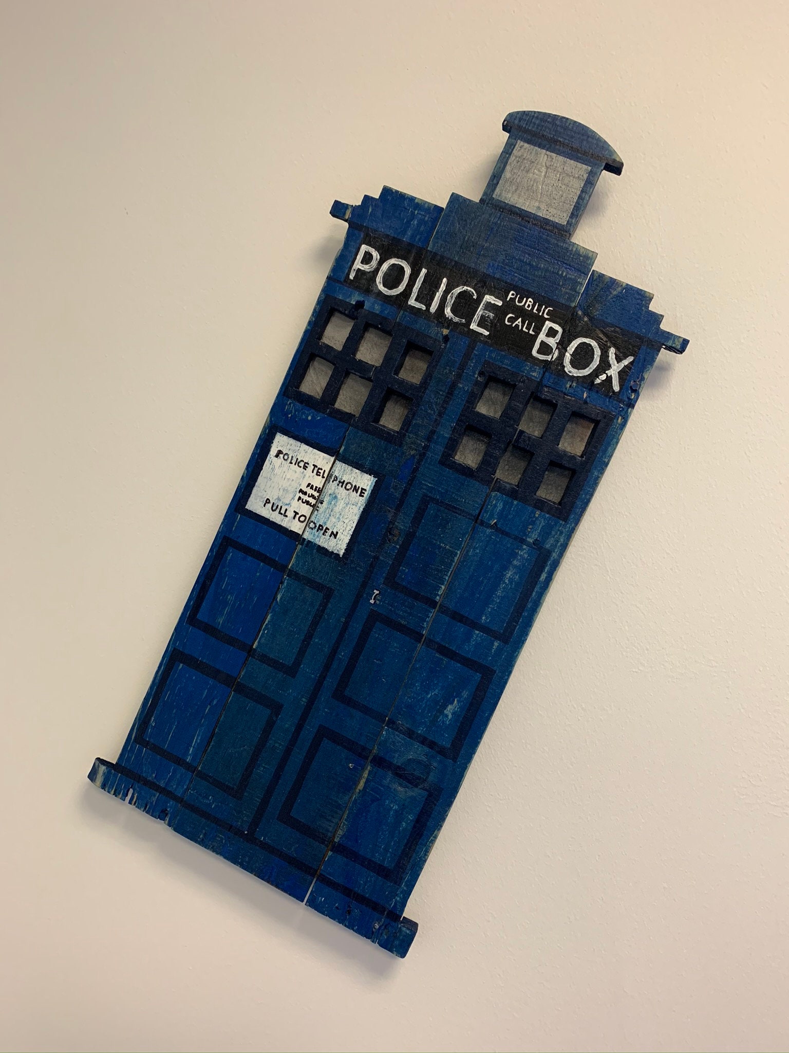 Dr. Who Police Call Box Tardis Recycled Wood Sign Pallet Wood Decor ...