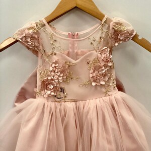 blush sequin flower girl dress
