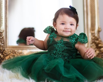green baby frock
