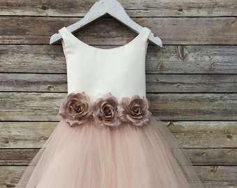 girls blush flower girl dress