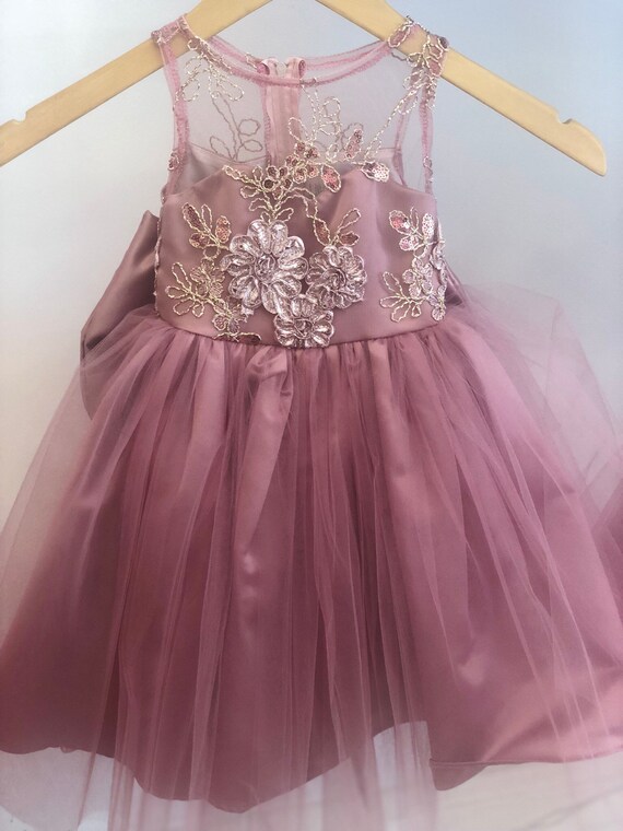 Isabella Dress Lace Sequin blush pink flower girl dress tulle | Etsy
