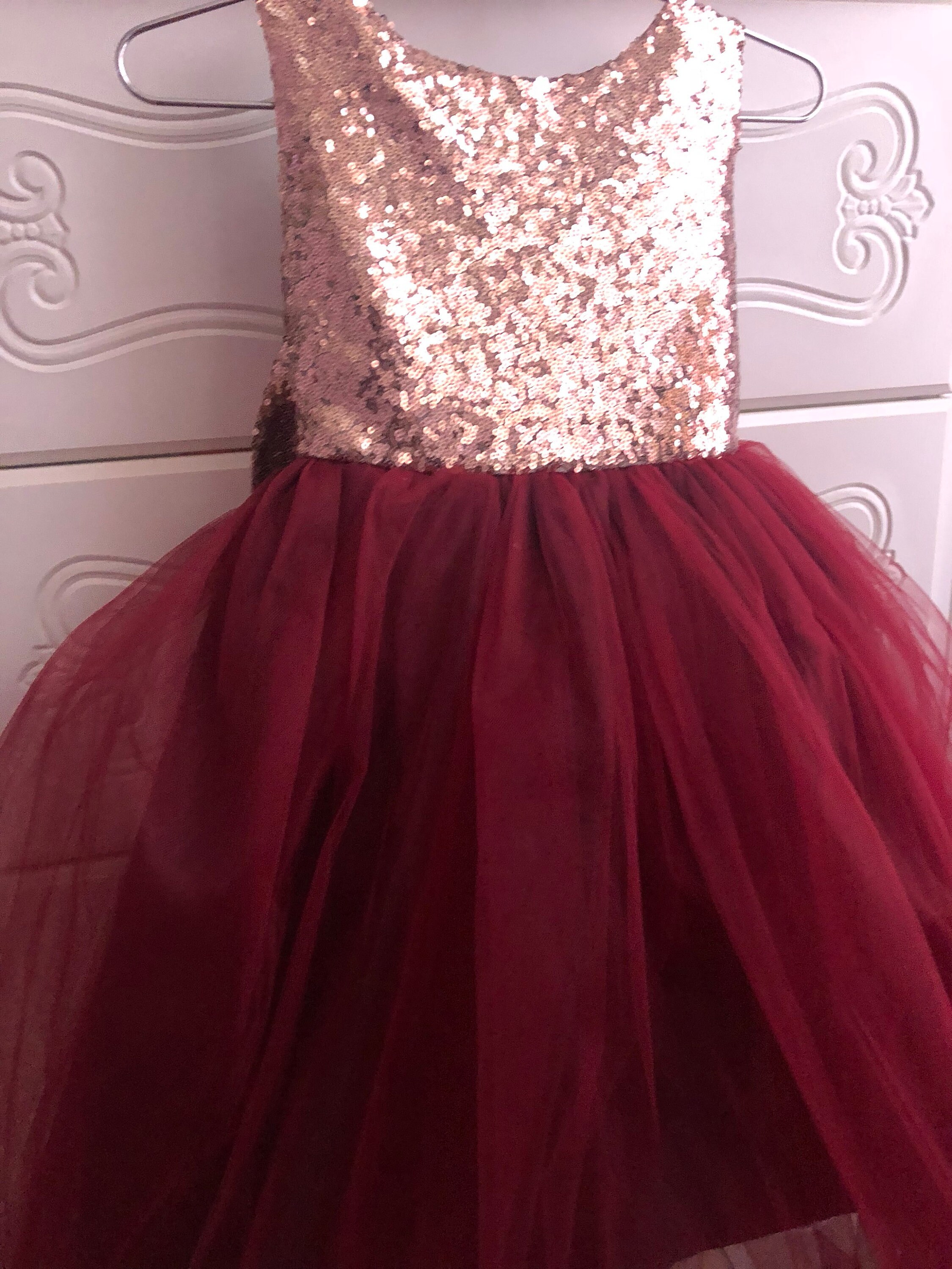 cranberry flower girl dress