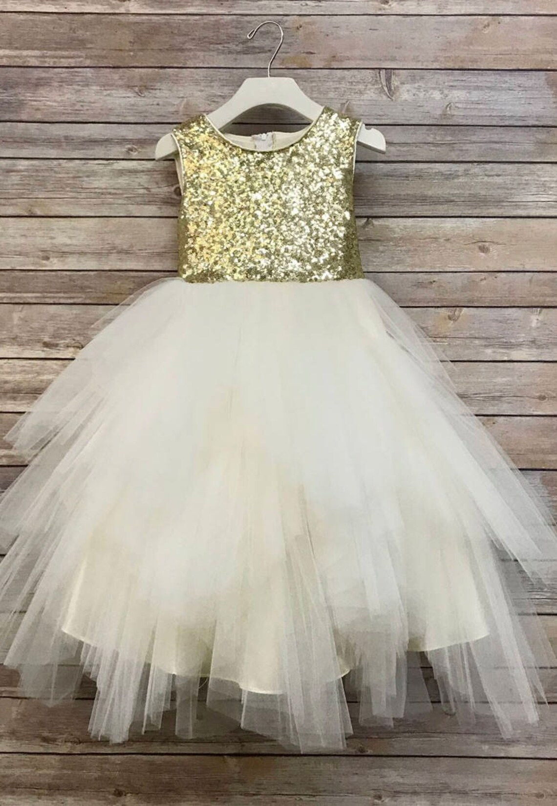 Sequin Top Flower Girl Glam Dress Blush Rose Gold/ Champagne Etsy