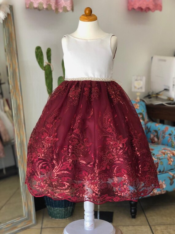 Jackie Dress Dusty Rose Lace Dress Burgundy Cranberry Flower Etsy