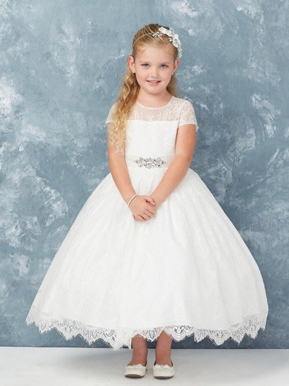 Aliesha Dress all lace first communion dress jrs dress girls white lace dress rhinestone belt fancy classic flower girl dress Aliesha Dress all lace first communion dress jrs dress girls white lace dress rhinestone belt fancy classic flower girl dress