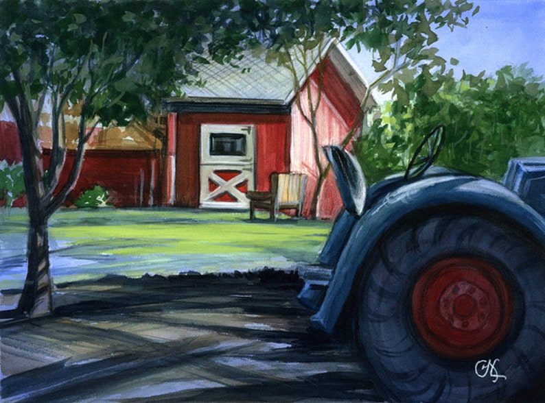 Original watercolor painting Red Barn 9 x 12 Camarillo A Camarillo Ranch landmark and site of numerous nuptials archival paper CA