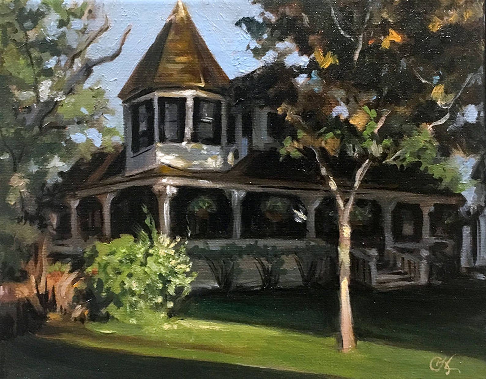Original Oil Painting the Moorings A Wellknown Victorian House in