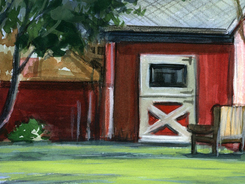 Original watercolor painting Red Barn 9 x 12 Camarillo A Camarillo Ranch landmark and site of numerous nuptials archival paper CA