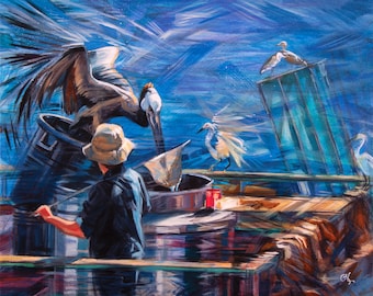 Marina Del Rey Giclée Print: Pelican & Sea Bird Art