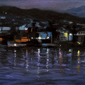 Original oil painting Enchanted Ensenada Evening image 1