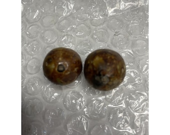 Antique Lot Of 2 BENNINGTON Glazed Clay Shooter Marbles Brown