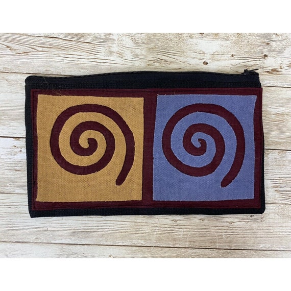 Handmade Applique Fabric Wallet Pouch Boho Spiral… - image 7