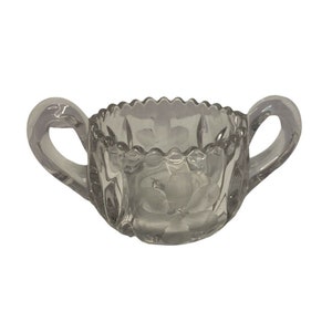 VTG EAPG Glass Sugar Bowl - Sawtooth Edge - Star Bottom - Flower