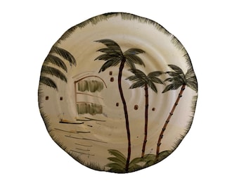 Vtg 2004 Mulberry Home Collection 11.25” Tropic Palm Tree Grill Plate Platter