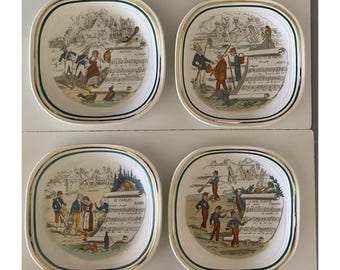 Vtg 4 PV Parry Vielle Musica francese Opera Piatti Limoges Square Antipasti