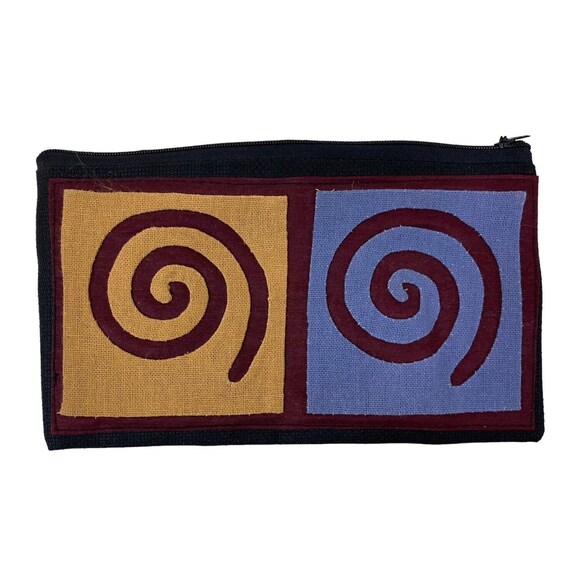 Handmade Applique Fabric Wallet Pouch Boho Spiral… - image 3