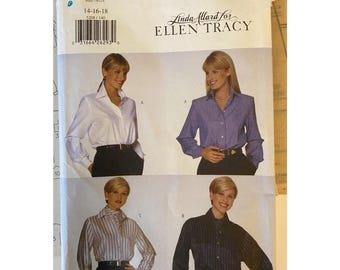 Butterick 5208 Size 14-16-18 Ellen Tracy Blouse Pattern Uncut Office Easy