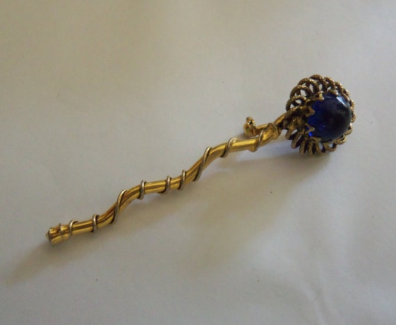 Vintage Figural Long-Stemmed Rose with Cobalt Blu… - image 1