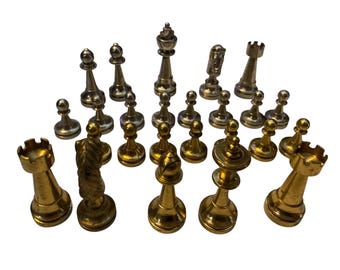 Vtg Solid Metal Incomplete 25 Chess Pieces For Mixed Media, Art, AS IS Repurpose