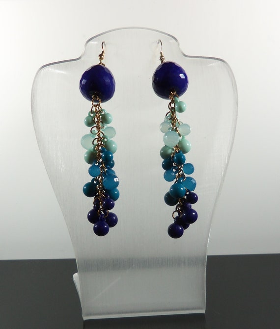 Mod Dangling Plastic Bead Earrings - image 1