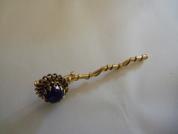 Vintage Figural Long-Stemmed Rose with Cobalt Blu… - image 3