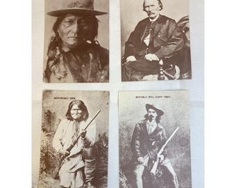 Set Of 4 Historical Photo Postcard Portraits Old West Geronimo Wild Bill Studio