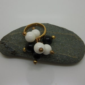 Fun Black and White Cha-Cha Bead Ring