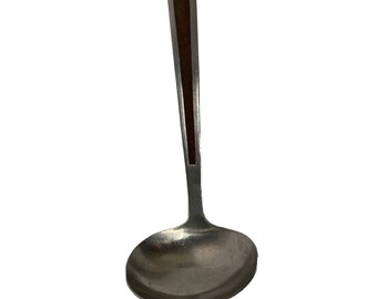 MCM Stainless Brown Wood Tone Inlay Handle Small Sauce Serving Ladle Japan