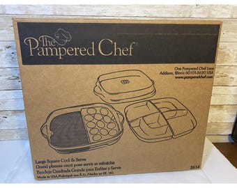 NEW Pampered Chef Large Square Cool and Serve #2614 Party Tray USA Made