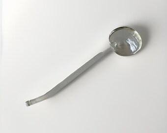 Cuchara de vidrio transparente vintage con forma de concha para mermelada y condimentos